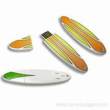 Surfboard-shaped USB Flash Drives with 4 to 8GB Capacity, Made of Plastic Material